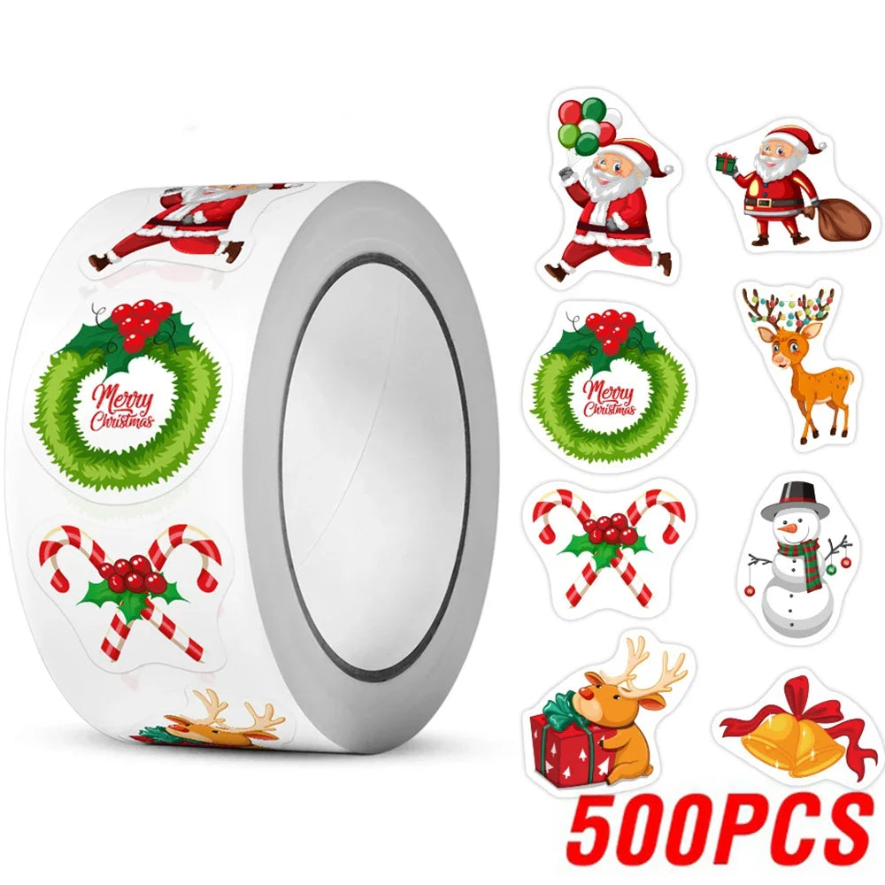 100-500pcs Merry Christmas Stickers Cristmas Xmas Party Seal Labels Stickers For DIY Gifts Baking Package Envelope Stationery (Online Order Only)