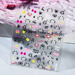 1 Sheet 5D Embossed Nail Art Stickers Graffiti Heart Flower Design Nail Art Decals Self-Adhesive DIY Manicure Nail Art Supplies* (ONLINE ORDER ONLY)