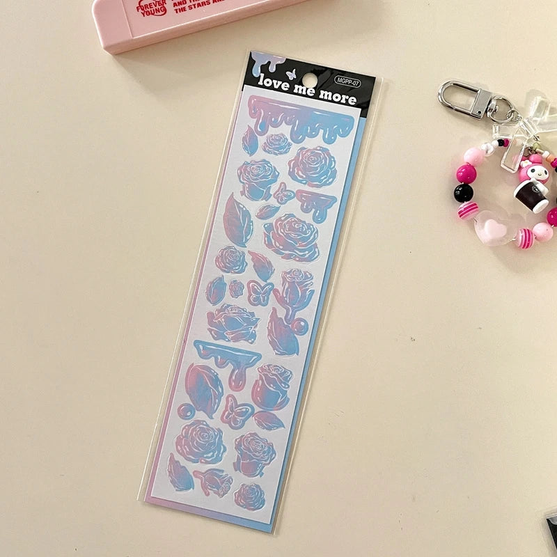 8Pcs/lot Korean ins Butterfly Rose Sticker Diary Scrapbooking DIY Album Decoration Sticker Aesthetic Stationery Art Supplies (ONLINE ORDER ONLY)