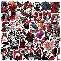 10/25/50pcs Red Gothic Horror Skeleton and Scary Devil Demons Sticker Packs (ONLINE ORDER ONLY)