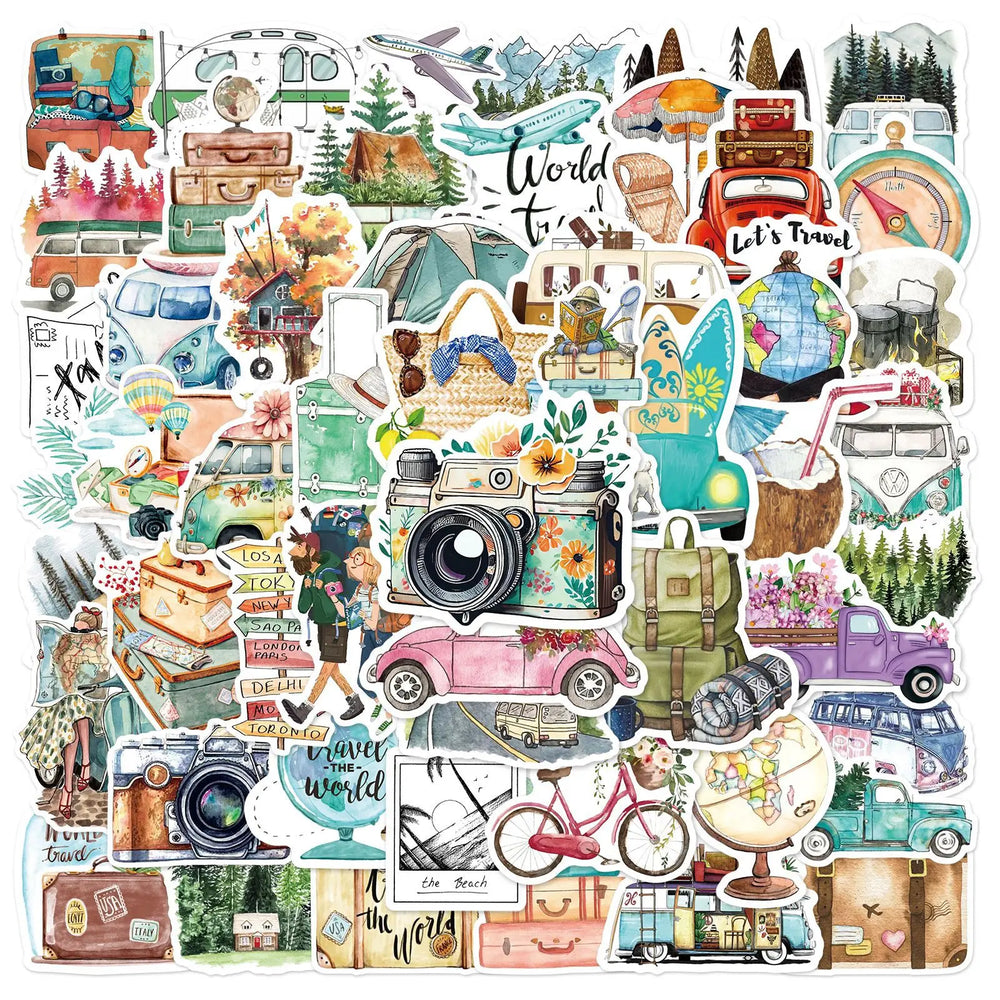 Outdoor Hiking Stickers: 10/25/50pcs for Phone, Laptop, Guitar, Notebook, Helmet, Luggage, Skateboard, Car (Online Order Only)