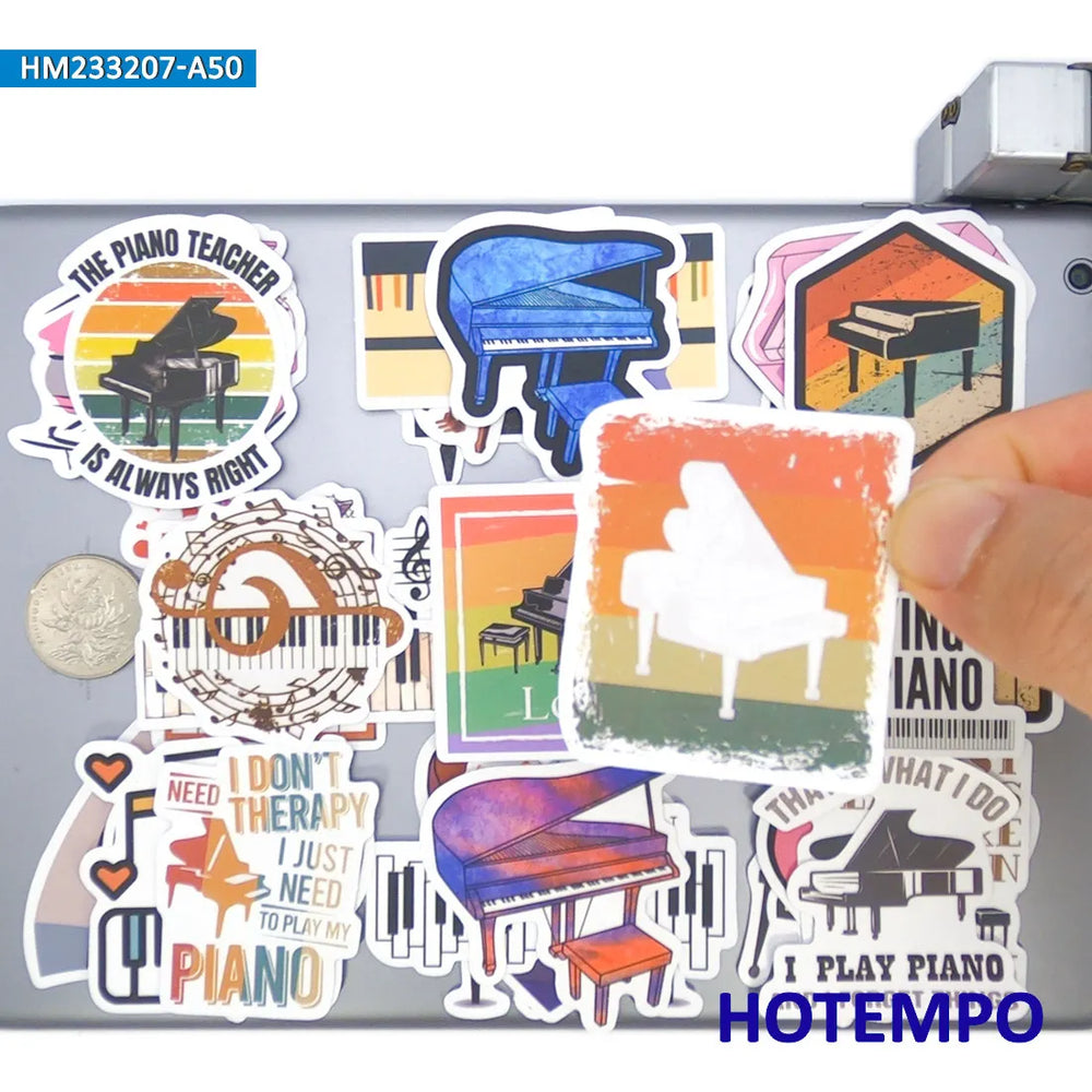 20/30/50Pieces Pianoforte Classical Music Piano Style Stickers for Phone Scrapbook Journal Luggage Bike Car Laptop Sticker Toys (ONLINE ORDER ONLY)