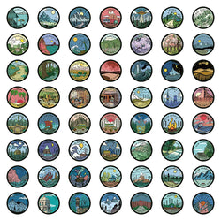 10/30/60PCS America Tourism Landscape Map Stickers Aesthetic Graffiti Decals PVC Waterproof Skateboard Phone Laptop Bike Sticker (Online Order Only)