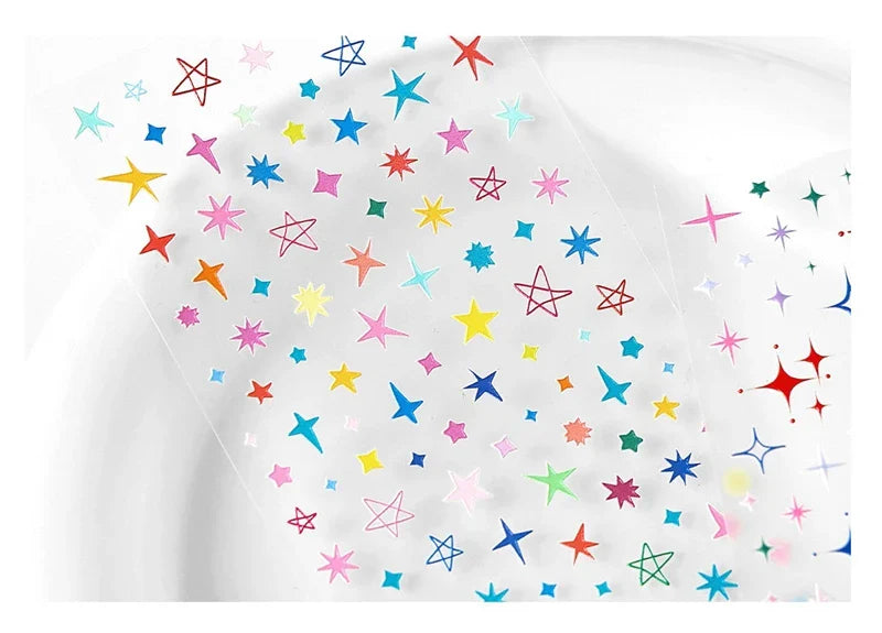1Pc New Cute Star Resin Stickers Idol Card Deco Scrapbook DIY Material Girls Nails Decoration Stationery Stickers (ONLINE ORDER ONLY)
