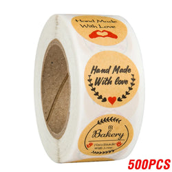Handmade With Love Label Wedding Stickers 100-500pcs 1 Inch Round Gold Labels Adhesive Sticker Thank You Stickers Stationery (ONLINE ORDER ONLY)