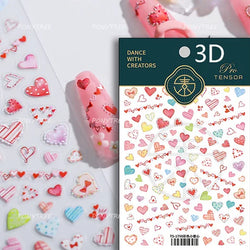Black Silver Bowknot Love Heart Lace Irregular Line Lava Chic Self Adhesive Nail Art Stickers Embossed Reliefs Manicure Decals (Online Order Only)