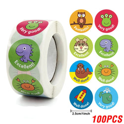 100-500pcs New Cartoon Dinosaurs Stickers 6 Designs for Classroom Teacher Stationery Sticker Label for Kids Reward Stickers (ONLINE ORDER ONLY)