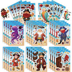 8/16Sheets Cool Pirate Ship Puzzle Stickers Make-a-Face Children Assemble Jigsaw Funny Kids Toy Game Kids Educational Party Gift (Online Order Only)