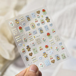 Bear Star Bowknot  Duck Cherry House Mini Flower Butterfly Line Bow Tie Apple Gird Cute Chic Nail Art Stickers Manicure Decals (ONLINE ORDER ONLY)