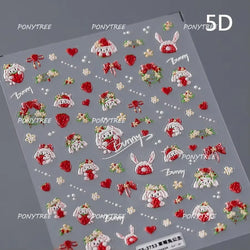 Strawberry Retro Lace Border  Flower Lovely Fruit Pearl Pendant Leaves Self Adhesive Nail Art Stickers Manicure Decal Wholesale (Online Order Only)