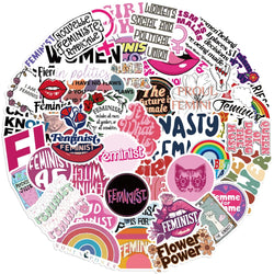 Pink Feminist Cartoon Stickers for Phone, Laptop, Luggage, Skateboard - 10/30/50PCS (Online Order Only)