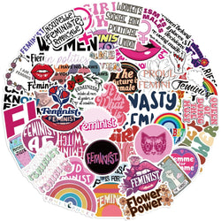 Pink Feminist Cartoon Stickers for Phone, Laptop, Luggage, Skateboard - 10/30/50PCS (Online Order Only)