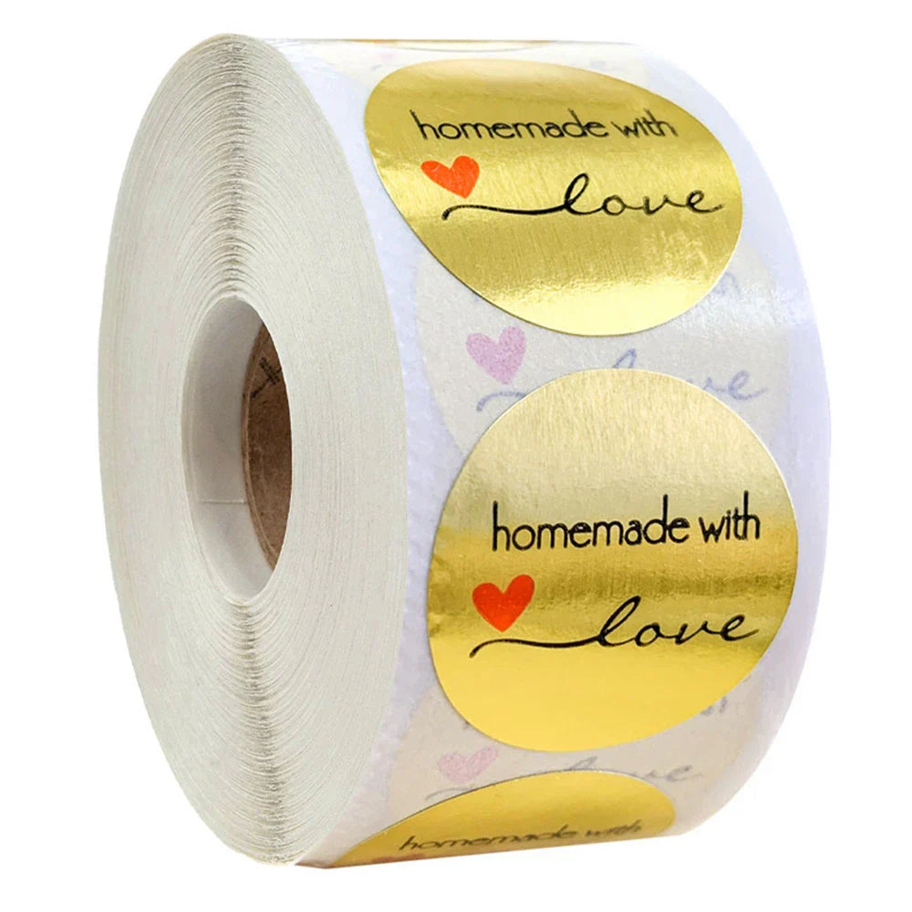 500pcs/roll Handmade with Love Letter Stickers Thank You Stickers Labels Wedding Box Gift Packing Decoration Stationery Stickers (ONLINE ORDER ONLY)