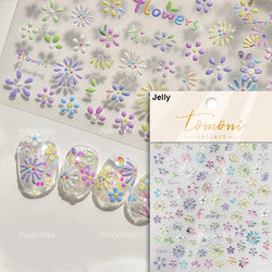 Embossed Shiny Vigor Sunflower Turnsole Vitality Butterfly Daisy Oil Painting Plant 5D Adhesive Nail Art Sticker Manicure Decals (ONLINE ORDER ONLY)