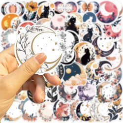 10/30/50PCS Moon Flower Cat PVC Sticker Aesthetic Children's Decoration Scrapbooking Accessories DIY Stationery School Supplies (ONLINE ORDER ONLY)