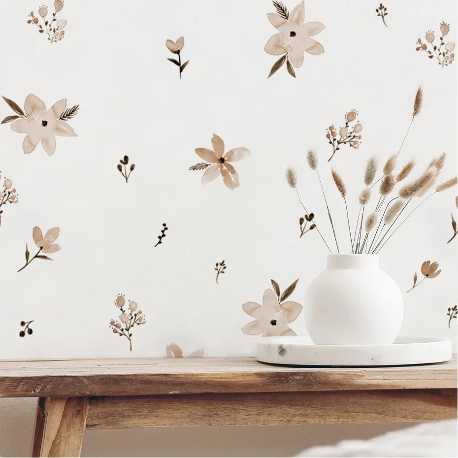 Watercolor Flower Leaf Wall Decals Nursery Vinyl Art Decor (Online Order Only)