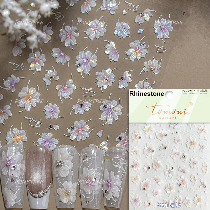 Camellia Tea After Rain Fragrant Flower Paint in Gold White Antique Chinese Characters Adhesive Nail Art Stickers Manicure Decal (ONLINE ORDER ONLY)