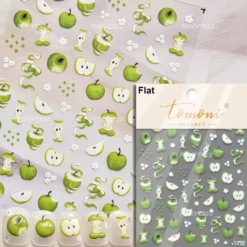 Fruit Paradise Guava Strawberry Pear Peach Orange Watermelon Pitaya Cherry Kiwifruit Pineapple Nail Art Stickers Manicure Decals (ONLINE ORDER ONLY)