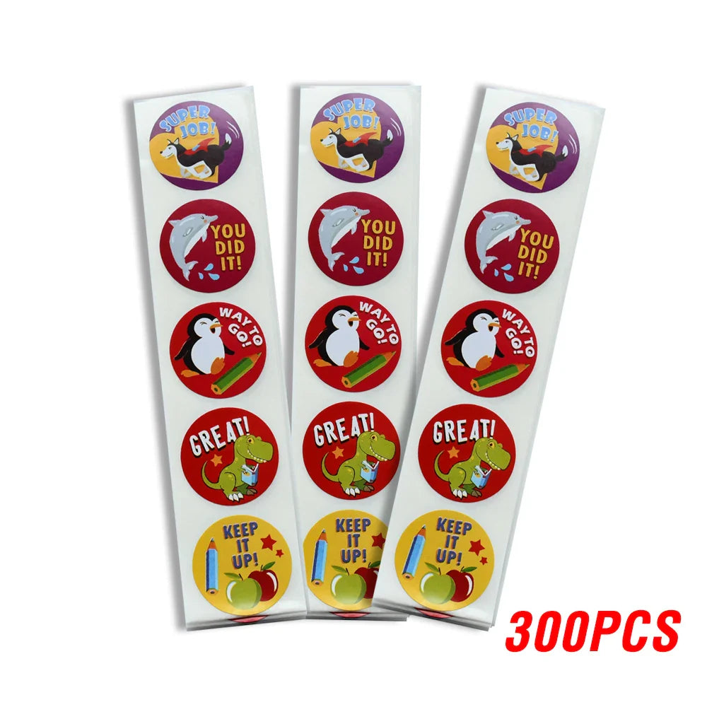 100-500pcs Reward Stickers Encouragement Sticker Roll For Kids Motivational Stickers With Cute Animals For Students Teachers (ONLINE ORDER ONLY)