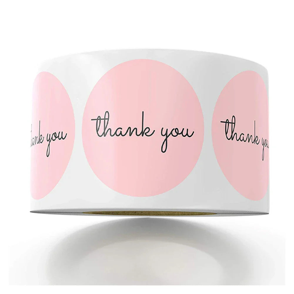 500pcs/roll Round Brown labels Thank You Kraft Stickers 1 inch Wedding Pretty Gift Envelope Sealing Label Stickers Stationery (ONLINE ORDER ONLY)