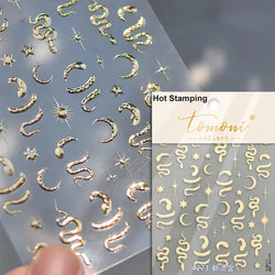 Metal Snake Flower Pattern Stars Eye Pot Moon Butterfly Story Retro Meteor Candle Hourglass Nail Art Sticker Manicure Tool Decal (ONLINE ORDER ONLY)