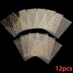 12pcs Cute Christmas Nail Decals Santa Claus Elk Penguin Snowman Cartoon Nail Stickers 3D Self-adhesive Sliders Manicure Decor * (Online Order Only)
