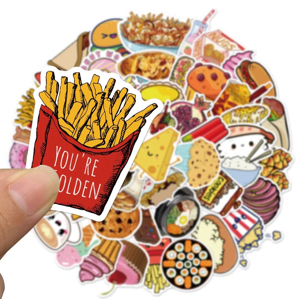 10/30/50PCS Creative Cartoon Food Sticker Packs (ONLINE ORDER ONLY)