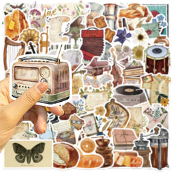 50pcs Time Secret Love Retro Notebook Sticker Aesthetics Cartoon Decals Waterproof Stickers Pack Party Decoration Gift Toys (ONLINE ORDER ONLY)