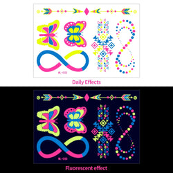 1pc Bohemia Fluorescent Sticker Luminous Temporary Tattoos Stickers UV Glow Fluorescent Tattoo Waterproof For Body Art Decals *& (Online Order Only)
