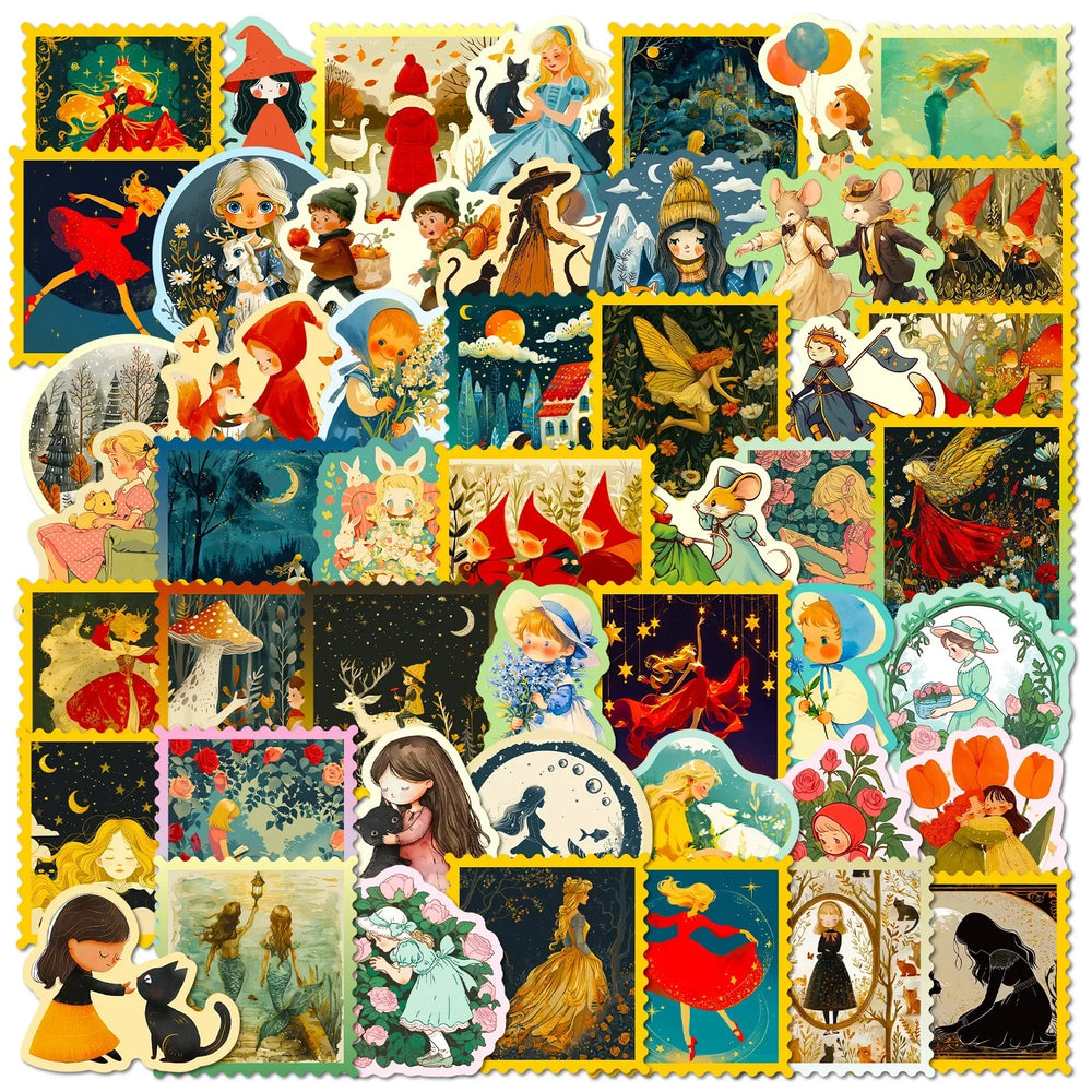 Fairy Tale Stickers for Girls - 10/25/50pcs DIY Decor for Water Bottles, Laptops, Scrapbooking (ONLINE ORDER ONLY)