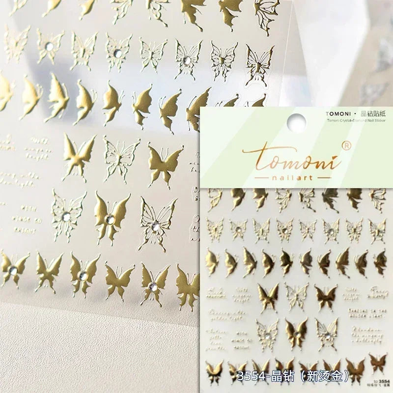 Delicate Tender Purple Butterfly Seal Pattern Insect Shiny Golden Stroke Nail Art Decoration Sticker Dressy Laser Manicure Decal (ONLINE ORDER ONLY)