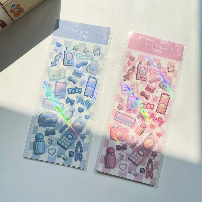 2Pcs Lovely Girl Cell Phone Stickers Korean ins Scrapbooking Decorative Sticker DIY Diary Album Stick Label Kawaii Stationery (ONLINE ORDER ONLY)