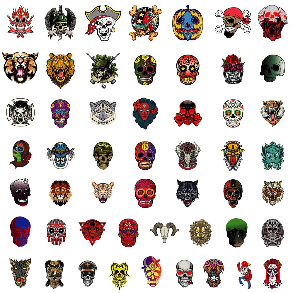 10/30/50PCS Horror Hallowee Gothic Skeleton Stickers Punk Style DIY Waterproof Laptop Luggage Motorcycle Bike Decals Decoration (ONLINE ORDER ONLY)