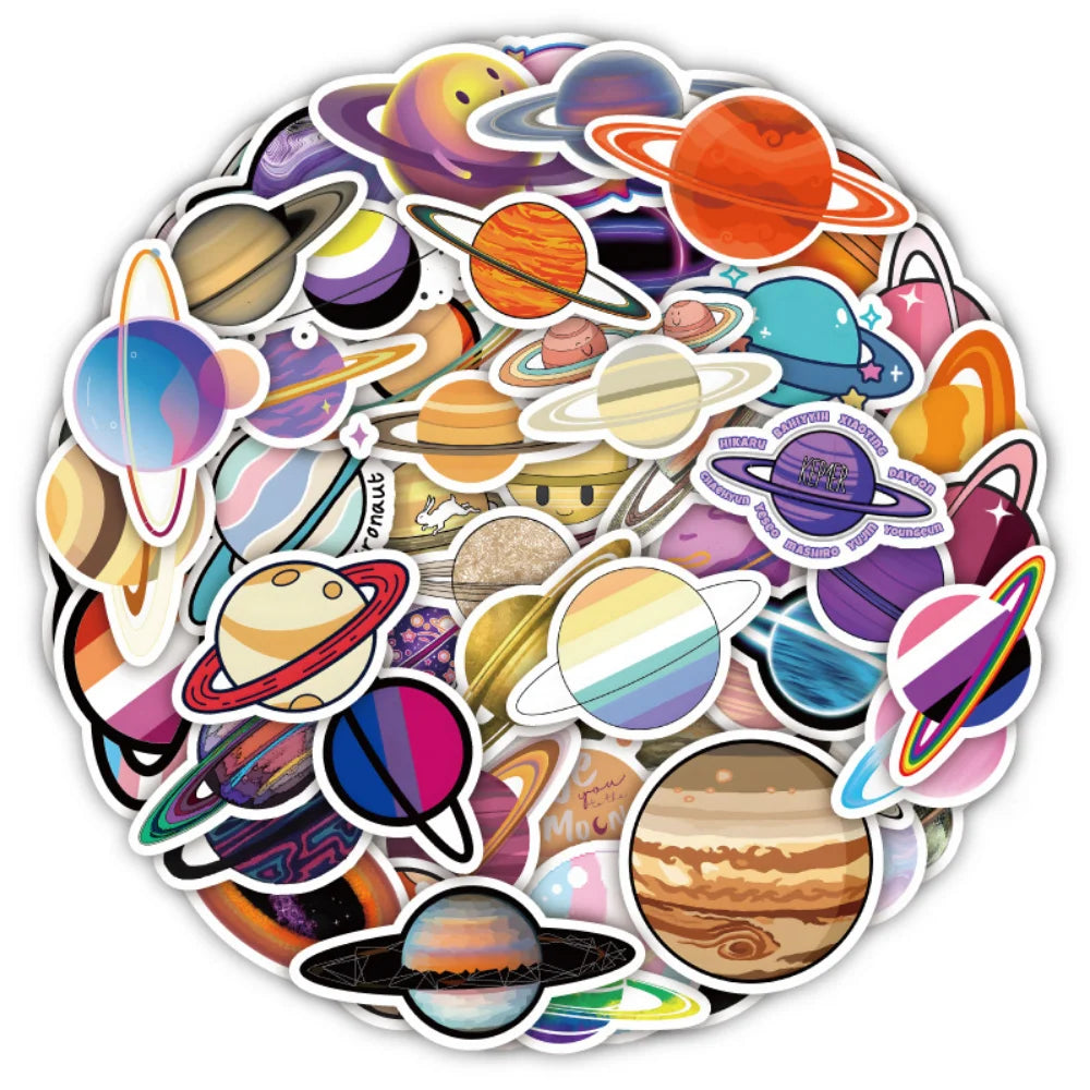 10/50PCS Space DIY Planet Sticker Notebook Trolley Case Bike Scooter Waterproof Graffiti Gift Toy Sticker Wholesale (ONLINE ORDER ONLY)