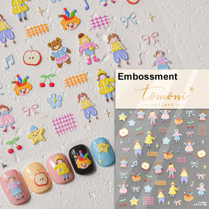 Bowknot Bear Cake Chocolates Food Star Cherry Apple Cook Love Heart Adhesive Nail Art Sticker Rhinestone Reliefs Manicure Decal (ONLINE ORDER ONLY)