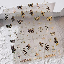 Metal Snake Flower Pattern Stars Eye Pot Moon Butterfly Story Retro Meteor Candle Hourglass Nail Art Sticker Manicure Tool Decal (ONLINE ORDER ONLY)