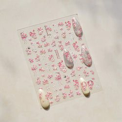 Pink Peach Blossom Flower White Pear Romantic Archaistic Swallow Window Adhesive Nail Art Stickers Rhinestone Manicure Decals (ONLINE ORDER ONLY)