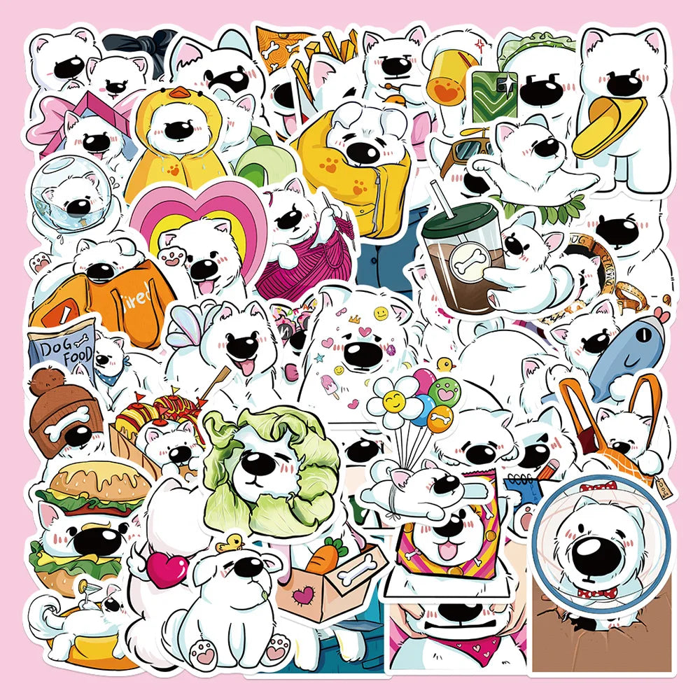 50Pcs Cute Samoya Cartoon Graffiti Stickers for Helmet, Wall, DIY Decor (ONLINE ORDER ONLY)