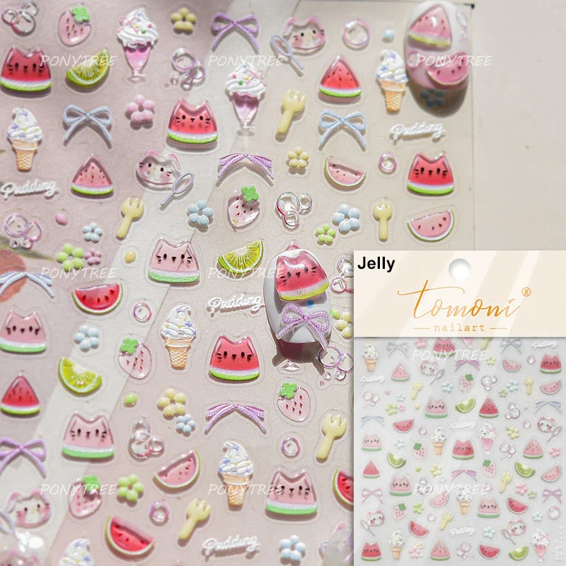 Sweet Cookies Biscuit Snack Delicious Doughnut Savoury Food Bicky Croissant Cheese Pudding Baguette Chic Nail Art Stickers Decal (ONLINE ORDER ONLY)