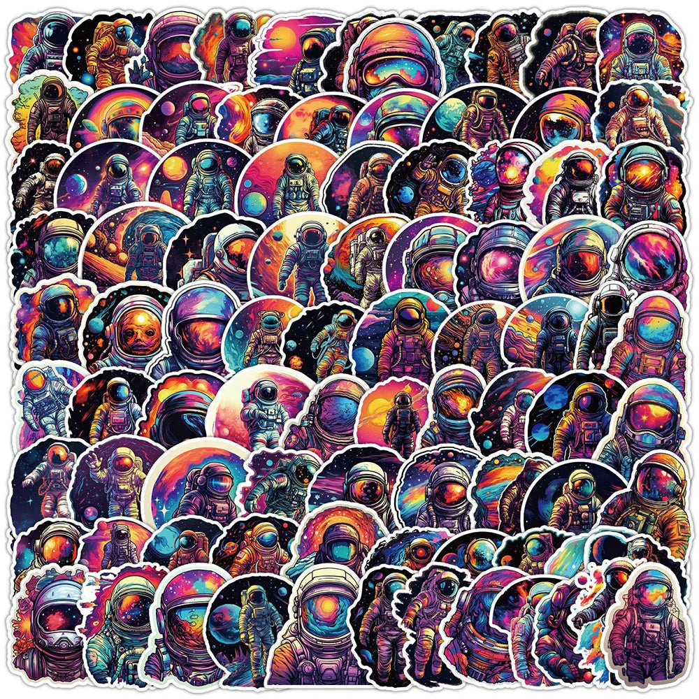 10/30/50/100pcs Cartoon Outer Space Astronaut Graffiti Stickers Decals Kid Toy Laptop Notebook Phone Suitcase Decoration Sticker (Online Order Only)