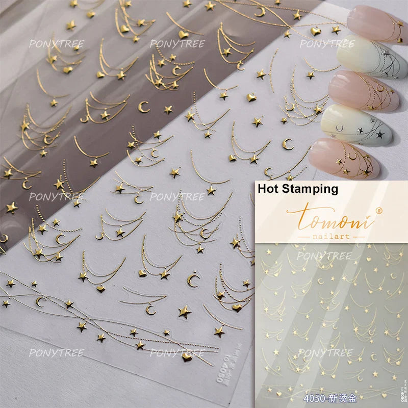 Line Love Heart Arc French Romantic Curve Punk Attitudinal Hollow Geometric Figure Adhesive Nail Art Stickers Manicure Decals (Online Order Only)