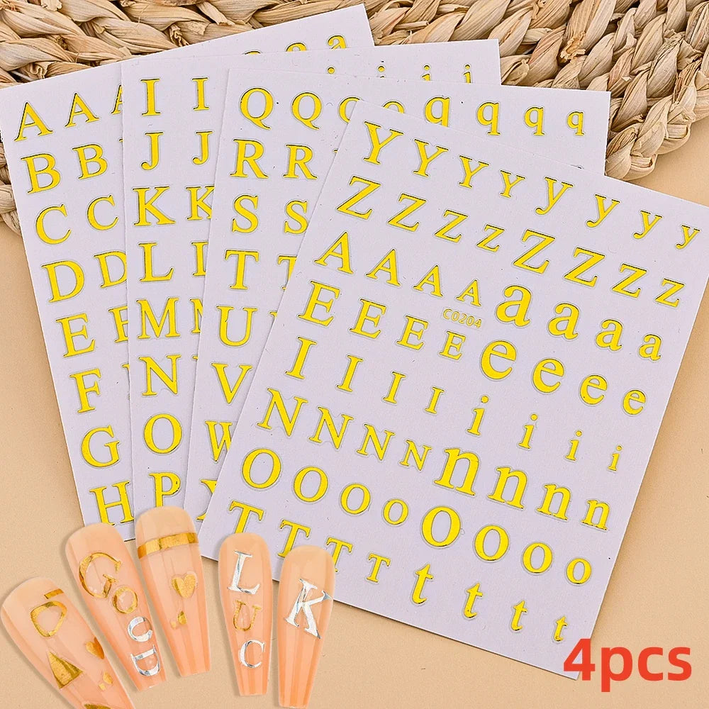 8pcs Gothic Alphabet Design Nail Art Stickers Retro English Letter Nail Art Stickers 3D Self-Adhesive Designs Nail Art Supplies* (Online Order Only)