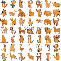 50PCS Cartoon Orange Animals Stickers For Laptop Suitcase Skateboarding Snowboard Retro Vinyl Home Sticker Cute Graffiti Decals (ONLINE ORDER ONLY)