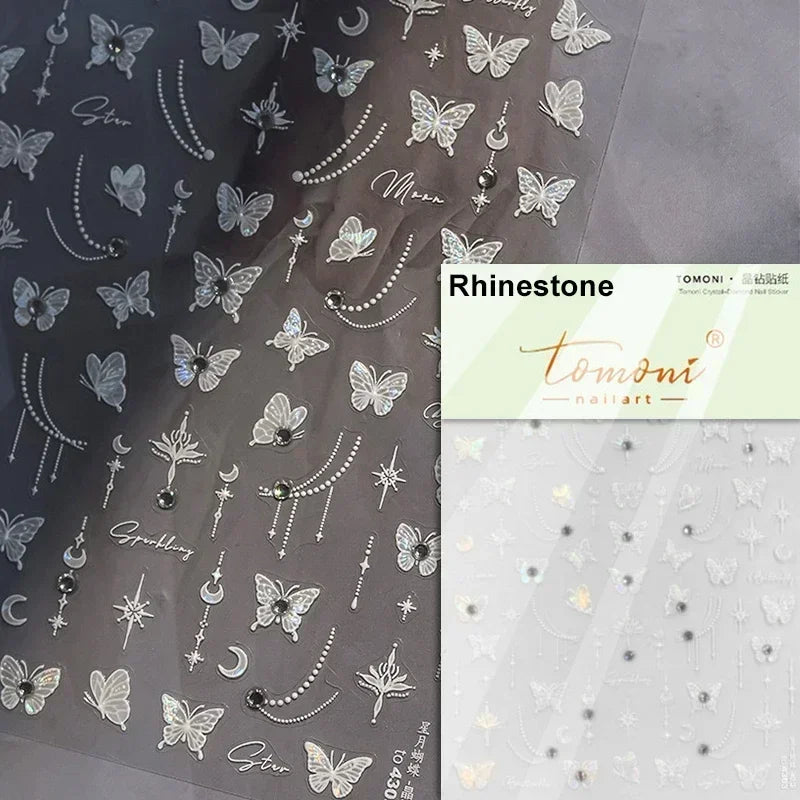 Dreamy Chic Butterfly Flower Bowknot Square Rhinestone Crystal 5D Self Adhesive Nail Art Stickers Fantasy Shiny Manicure Decals (ONLINE ORDER ONLY)