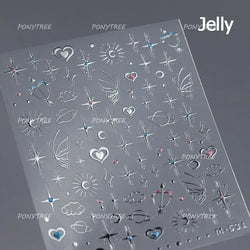 Green Blue Glass Butterfly Lily Flowers Star Line Water Droplet Charming Shiny Self Adhesive Nail Art Stickers Manicure Decals (ONLINE ORDER ONLY)