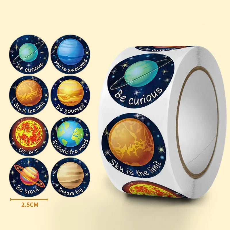 100-500 Pcs Universe Outer Space Stickers Solar System Earth Mars Jupiter Planet DIY Sealing Children's Decals Stationery Toy (ONLINE ORDER ONLY)