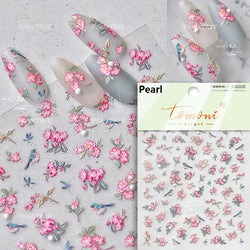 Pink Peach Blossom Flower White Pear Romantic Archaistic Swallow Window Adhesive Nail Art Stickers Rhinestone Manicure Decals (ONLINE ORDER ONLY)