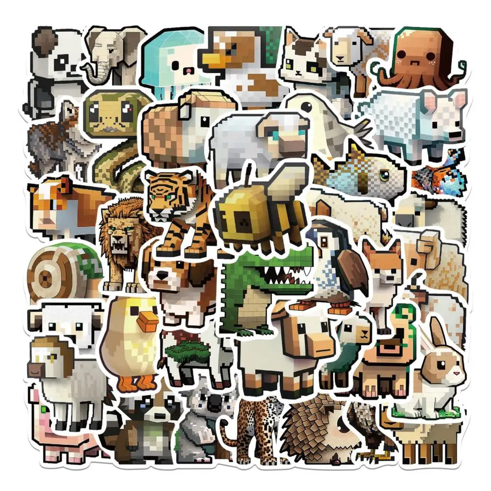 50PCS Zoo Animal Stickers Kawaii Dog Pig Kids Toys Phone Skateboard Laptop Decals (Online Order Only)