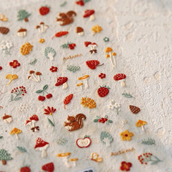 Squirrel Mushroom Apple Strawberry Cherry Pinecone Ginkgo Leaf Self Adhesive Nail Art Stickers Butterfly Flower Manicure Decals (ONLINE ORDER ONLY)