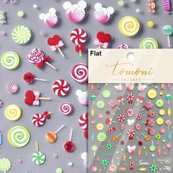 Colorful Food Pudding Alkali Water Bowknot Cream Fork Cup Bread Jelly Fruit Cartoon Cake Relief Nail Art Sticker Manicure Decals (ONLINE ORDER ONLY)